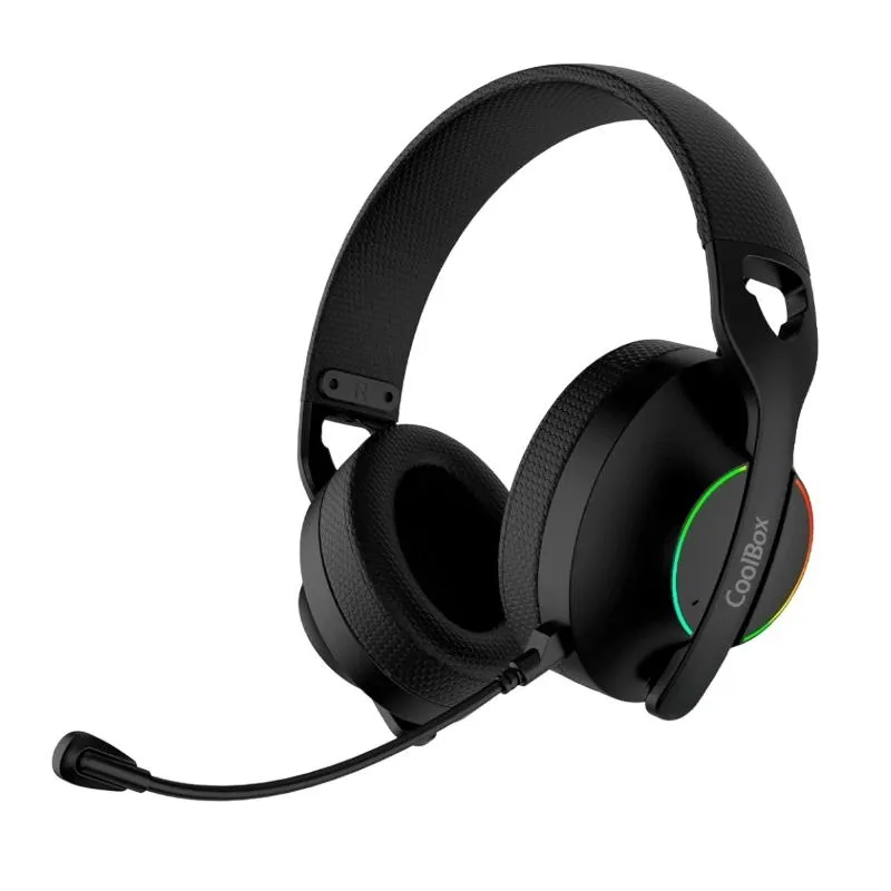 Coolbox Headset Bluetooth WB01 RGB Negro BT 5.4 2.4GHz Jack 3.5mm USB-A y USB-C