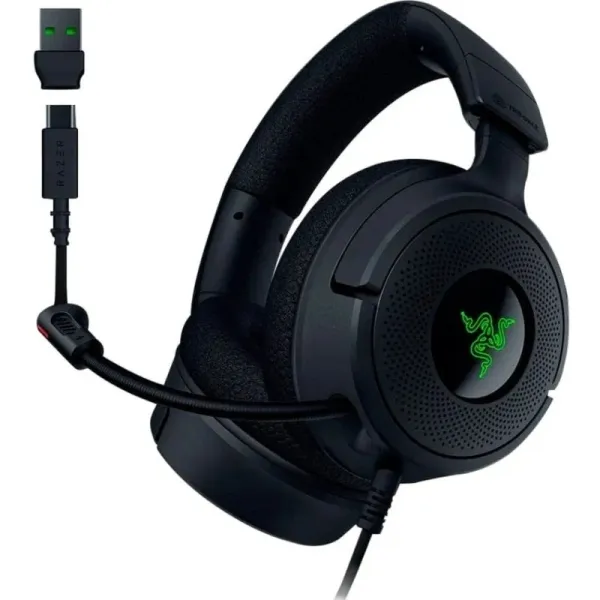 Razer Kraken V4 X Auriculares Gaming - Microfono Plegable Cardioide Razer Hyperclear - Sonido 7.1 - Multiplataforma - Conexion Usb - Color Negro