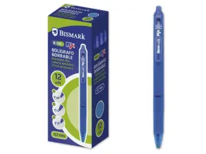 Bismark Bolígrafo Borrable con Clip 0.7 mm Grip de Goma Color Azul