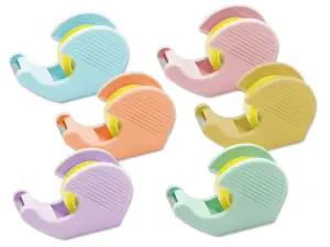 Bismark Pack de Portarrollos con 2 Cintas Adhesivas 19mm x 33m - Colores Pastel