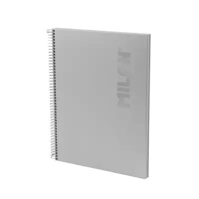 Milan Cuaderno Espiral A4 Pautado 1 Línea 80 Hojas 95 gr/m2 Tapa Dura Gris