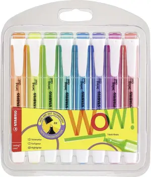Stabilo Swing Cool Pack de 8 Marcadores Fluorescentes Cuerpo Plano Punta Biselada