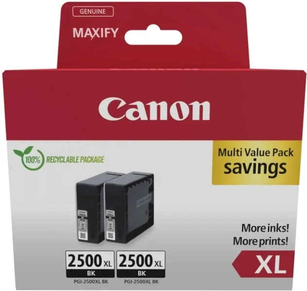 Canon PGI-2500XL Multipack de 2 Cartuchos de Tinta Originales Negro