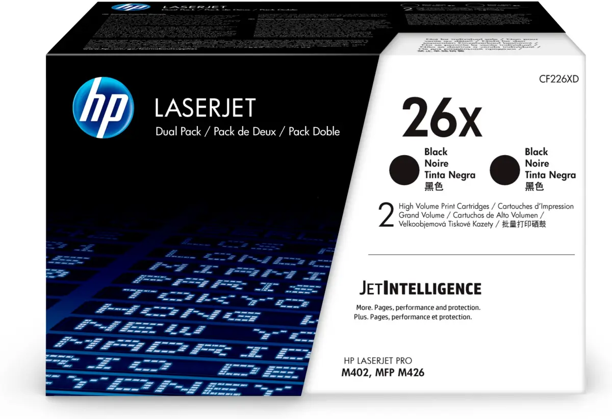 HP Toner Negro LaserJet Pro 26X Pack de 2 para M402DN, M402N, M402D, M426DW, M426FDN, M426FDW