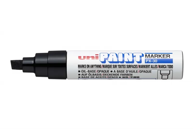 Uni-Ball Px-30 Marcador De Pintura - Punta Biselada Acrilica 4-8.5Mm - Permanente En Todas Las Superficies - Resistente A Luz Y Agua - Color Negro