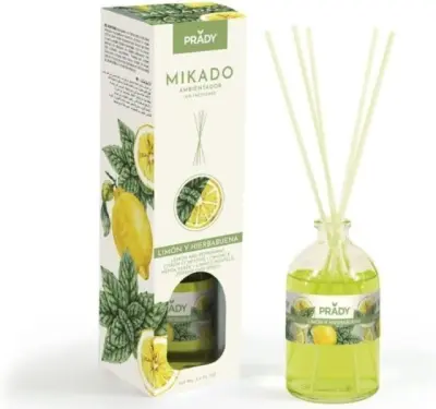 Prady Ambientador Mikado Limón y Hierbabuena 100 ml con Varitas Difusoras