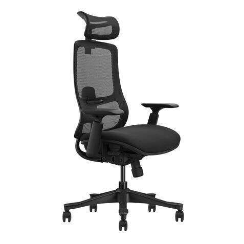 Cromad Senior Se1300 Silla De Oficina - Reposacabezas, Respaldo Y Reposabrazos 3D Ajustables - Asiento Con Espuma De Alta Calidad - Color Negro