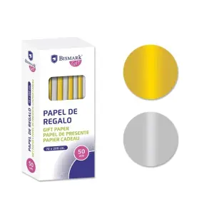 Bismark Rollo de Papel Regalo Oro/Plata 70cm x 200cm - 2 Colores