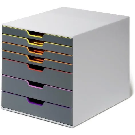 Durable Módulo Sobremesa Varicolor 7 Cajones Plástico A/Calidad Gris/Multicolor
