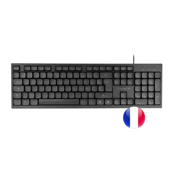 Tacens Anima Ak02 Teclado Completo - Cable 1.3M - Disposicion Francesa Azerty Fr - Teclas Silenciosas De Perfil Bajo - Accesos Directos Multimedia E Ia - 43.7X25X1.3Cm - Color Negro