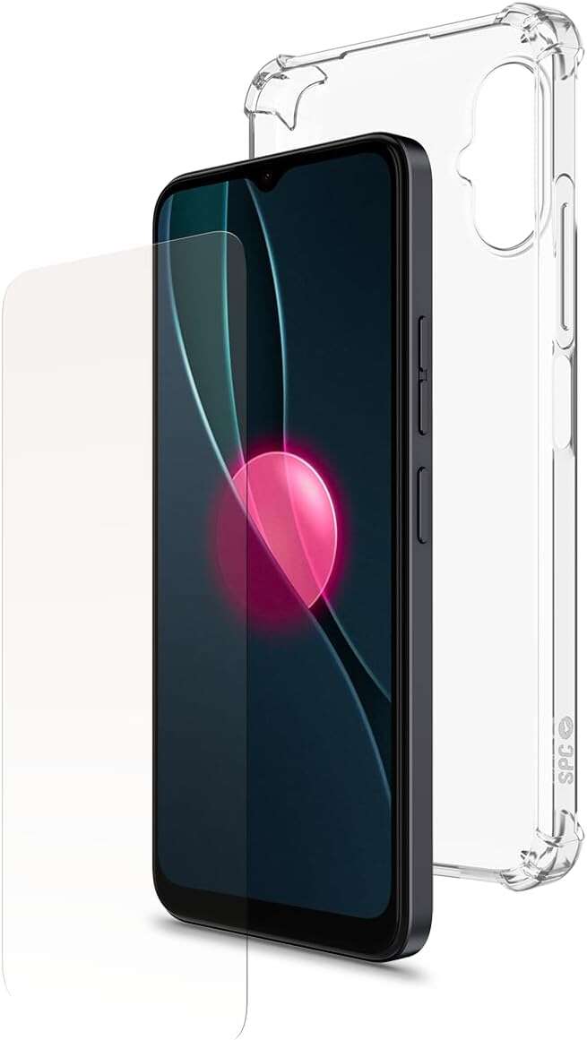 Spc Pack De Funda Y Cristal Templado Compatible Con Spc Discovery De 6.5" - Carcasa Extrarresistente - Proteccion Contra Arañazos - Diseño Transparente - Color Negro