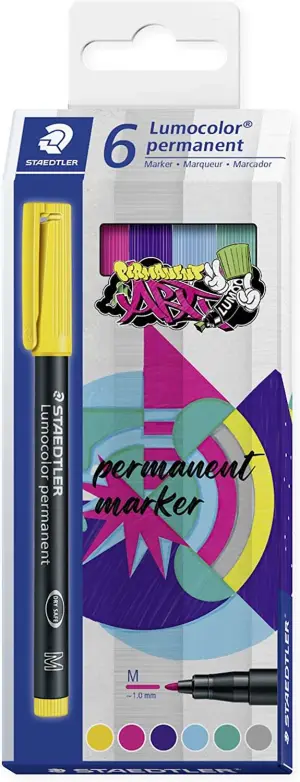 Staedtler Lumocolor 317 Pack de 6 Rotuladores Permanentes Punta Media 1mm Colores Surtidos