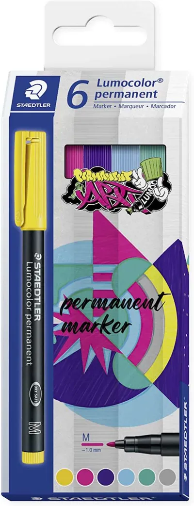 Staedtler Lumocolor 317 Pack de 6 Rotuladores Permanentes Punta Media 1mm Colores Surtidos