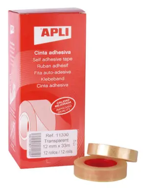 Apli Cinta Adhesiva Transparente 12mm x 33m Resistente al Agua Ideal para Manualidades