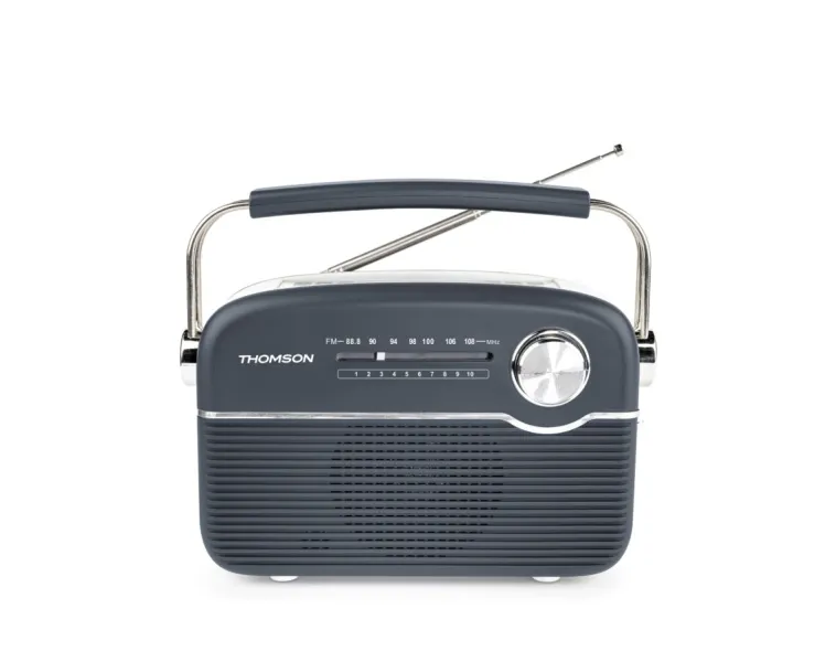 Thomson Radio Solar Portátil Retro RTS450BT - FM - Carga Solar/USB-C - Bluetooth - Negro
