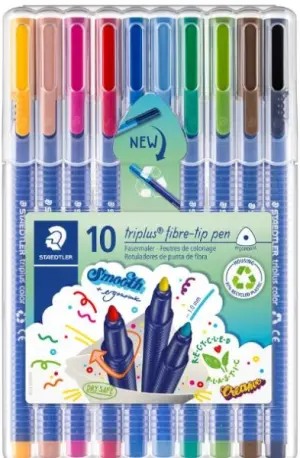 Staedtler Triplus Color 323 Pack de 10 Rotuladores Punta Fina Tinta Base Agua