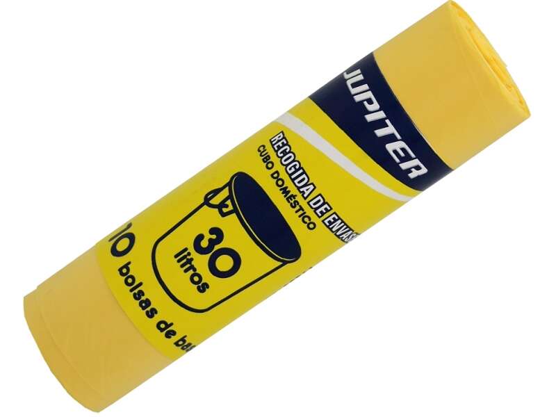 Jupiter Rollo De 10 Bolsas De Basura De 30L - Primera Calidad - Color Amarillo