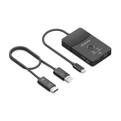 Aisens USB-C Dock con 1xHDMI 1080P@60Hz y 4K@60Hz, 2xUSB-C, 1xUSB-A, 100W PD, Negro