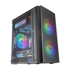 Mars Gaming MC300 Caja MicroATX Gaming Negra con Frontal Mesh y 3 Ventiladores RGB 120mm