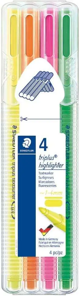 Staedtler Triplus Textsurfer 362 Pack de 4 Marcadores Fluorescentes 1-4mm Base Agua Colores Surtidos