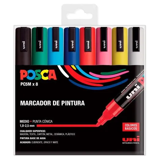 Posca Estuche Basic Marcador Pc-5M/8C Surtido - 8 Unidades