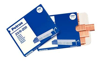 Petrus Grapas 23/6-200 Cobreadas - Hasta 20 Hojas - Caja De 1000 Grapas - Patilla De 6Mm