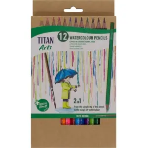 Titan Arts Lápices De Colores Acuarelables Surtidos Estuche 12 Ud Con Pincel