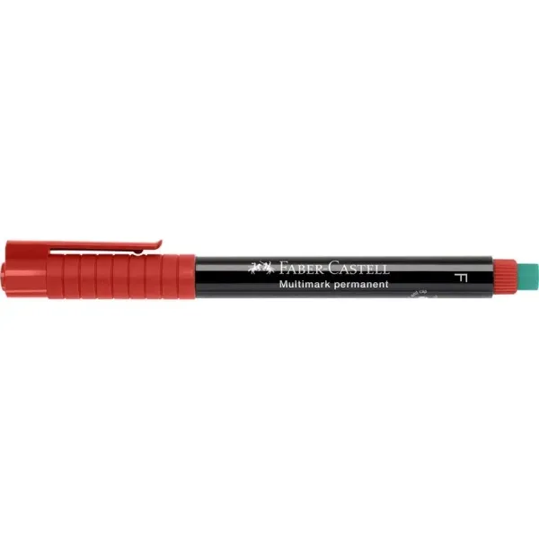 Faber-Castell Multimark Rotulador Permanente - Ancho De Trazo 0.6Mm - Goma De Borrar Integrada - Resistente A La Luz Y Al Agua - Color Rojo