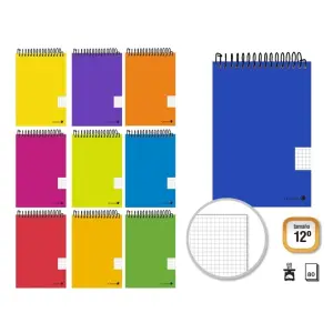 Golden Cuaderno Espiral Apaisado 80 Hojas 60g Cuadricula 4x4 Tamaño 12º Colores Surtidos