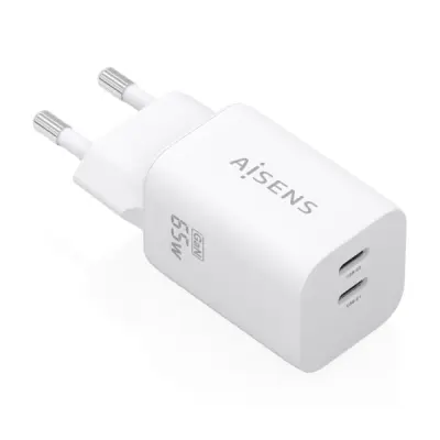 Aisens Cargador Gan 65W - 2xUSB-C PD3.0 QC4.0 - Blanco