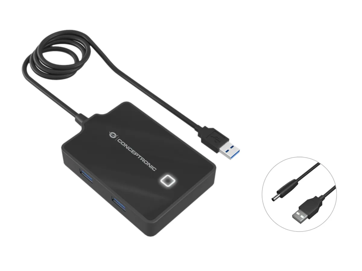 HUB USB3.0 CONCEPTRONIC HUBBIES11B 4 PUERTOS Y CABLE DE 90CM