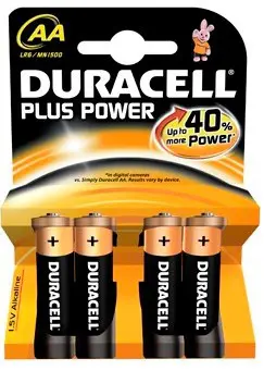 Duracell Pilas Alcalinas Power Plus LR06 AA 1.5V Pack de 4