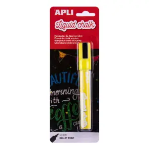 Apli Marcador De Tiza Líquida Punta Redonda 5,5mm Amarillo Blíster 1 Ud