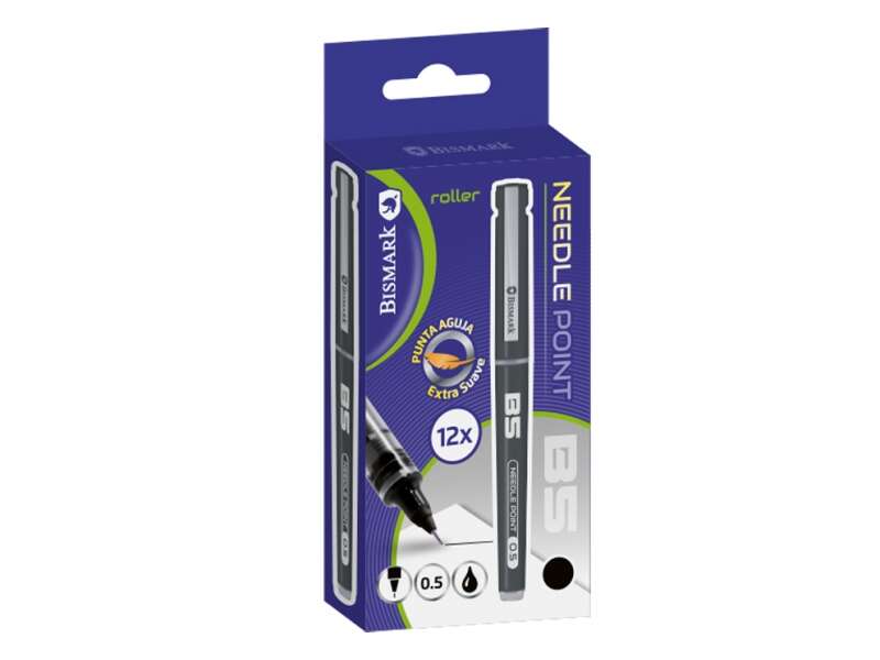 Bismark Boligrafo Tinta Liquida Punta Aguja - Escritura Suave - Alta Precision - Color Negro