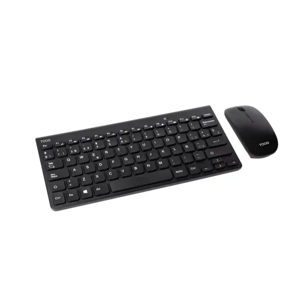 TooQ Teclado Compacto Inalámbrico y Ratón Slim, Negro