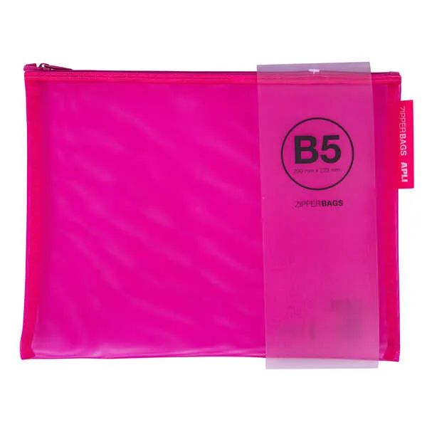 Apli Sobres Porta-Todo Nylon Transpirable - Tamaño B5 (290X223Mm) - Resistente Y Duradero - Ideal Para Tablets Y Equipos Electronicos - Cierre De Cremallera - Colores Surtidos