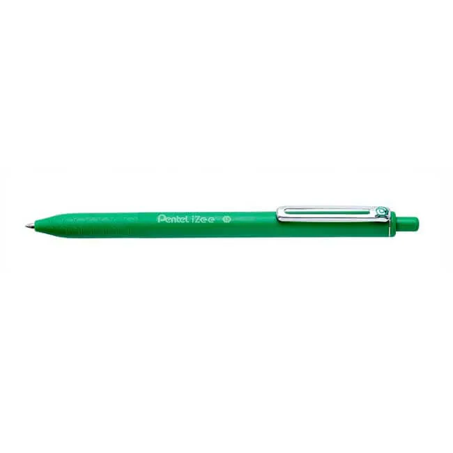Pentel iZee Boligrafo de Bola Retractil - Punta 0.7mm - Trazo 0.35mm - Clip de Metal - Color Verde