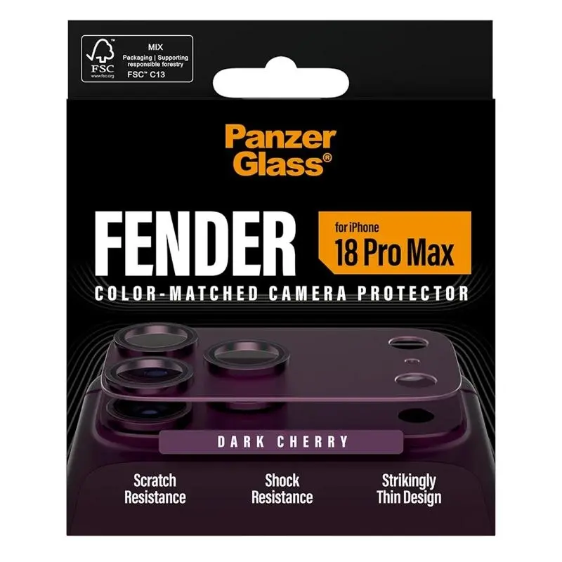PanzerGlass Fender Camera Protector para iPhone 18 Pro Max Cherry