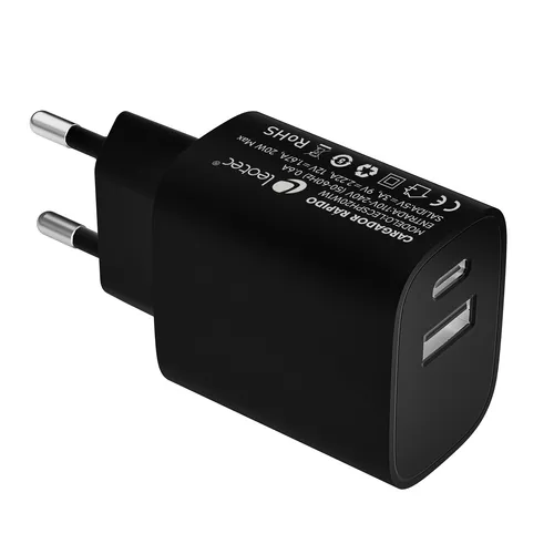 Leotec Cargador Universal 20W Carga Rápida 1xUSB-C PD + 1xUSB-A