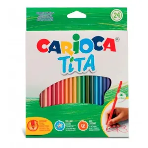 Carioca Tita Pack de 24 Lápices de Resina Hexagonales Lavables y Brillantes