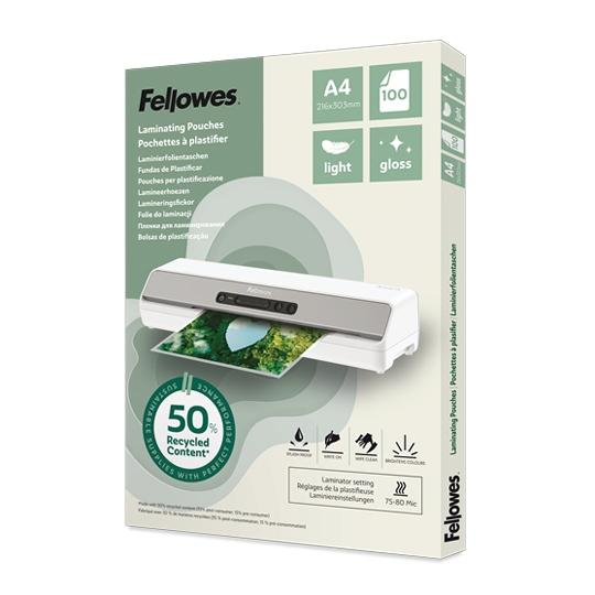 Fellowes Fundas De Plastificar 80 Micras A4 Brillo Pack 100 Ud
