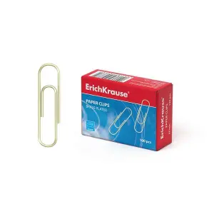 ErichKrause Caja de 100 Clips 33mm Dorados - Alta Resistencia y Durabilidad