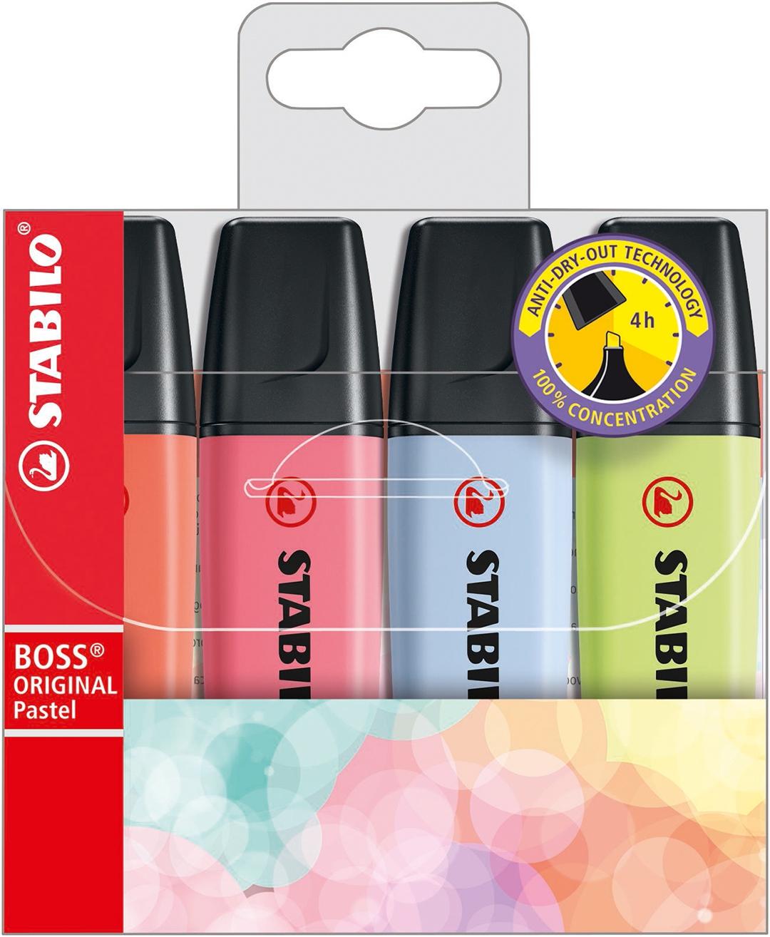 Stabilo Boss Marcador Fluorescente Estuche 4 Colores Pastel