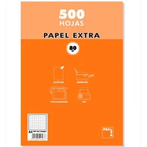 PACSA PAQUETE PAPEL EXTRA 500H A4 80GR 6X6MM SIN TALADROS BLANCO