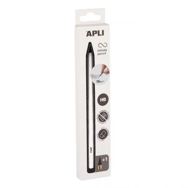 Apli Infinite Pencil Pack HB con Mina de Recambio y Tapon Protector - Color Blanco