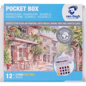 Talens Van Gogh Acuarelas Básicas Medias Pastillas Estuche 12 Ud + 3 Gratis + Pincel