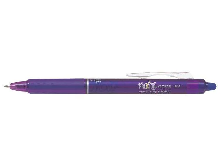 Pilot Frixion Clicker Boligrafo De Gel Borrable Retractil - Punta De Bola 0.7Mm - Trazo 0.4Mm - Grip Ergonomico - Color Violeta