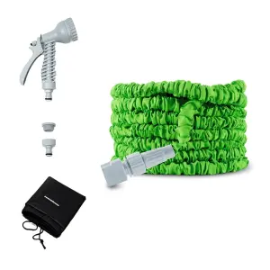 InnovaGoods Manguera De Jardín Extensible 15m - Presión Hasta 8bar - Accesorios Incluidos - Verde Y Gris