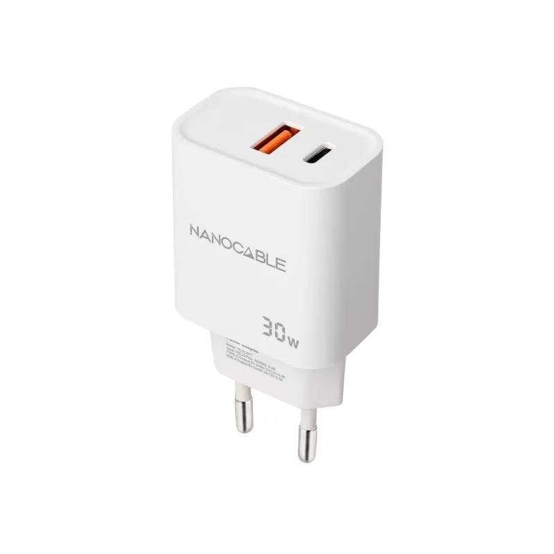 Nanocable Cargador Usb-C/Pd+Usb-A/Qc 30W Blanco