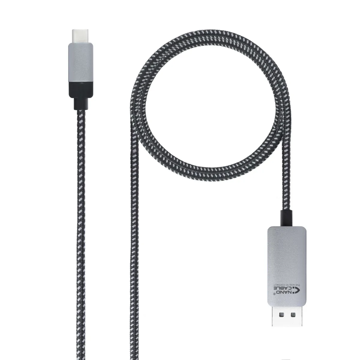 Nanocable Cable Conversor USB-C Macho a DisplayPort Macho 1.80m Negro/Plata